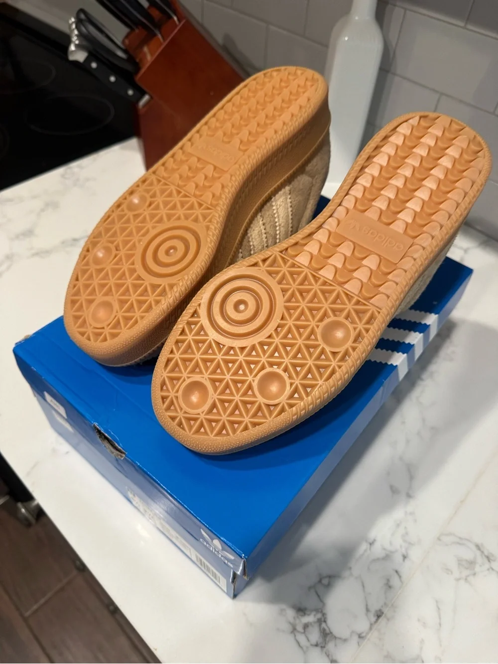 adidas Suede Sneakers in Tan with Gum Sole